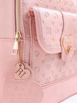 Roze - River Island Heart Lock Pocket Backpack