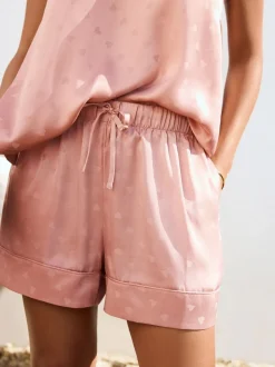 Roze - Satin Jacquard Pyjama Shorts