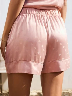 Roze - Satin Jacquard Pyjama Shorts