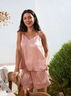 Roze - Satin Jacquard Pyjama Shorts