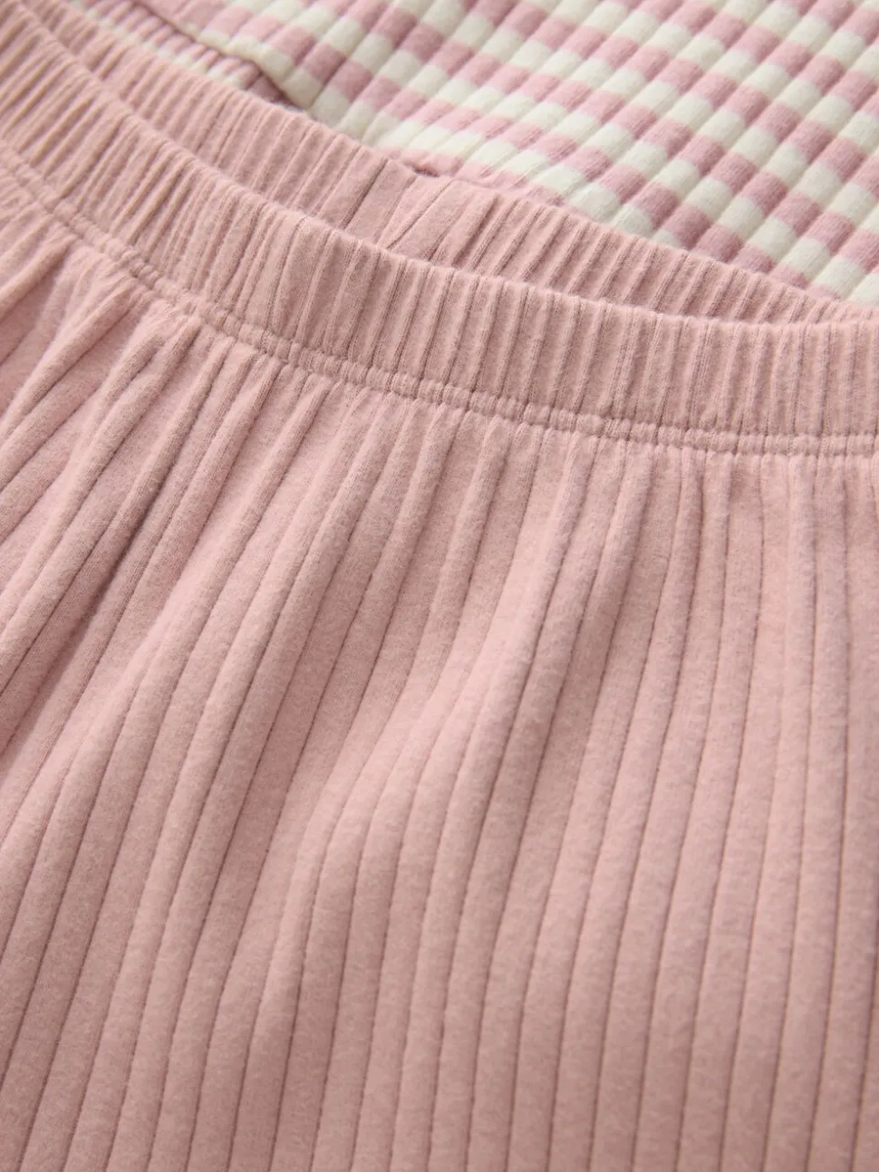 Roze - Set met geribbelde top met lange mouwen en broek met wijde pijpen (3mnd-7jr)