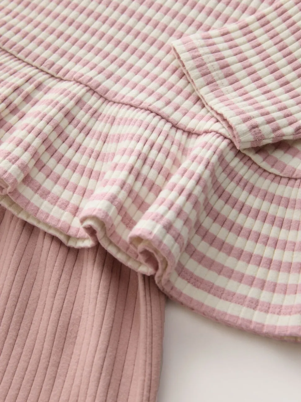 Roze - Set met geribbelde top met lange mouwen en broek met wijde pijpen (3mnd-7jr)