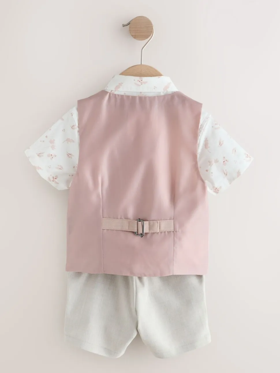 Roze - Set met gilet, overhemd, korte broek & stropdas (3mnd-9jr)