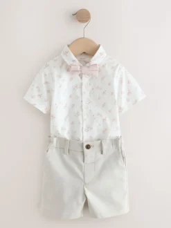 Roze - Set met gilet, overhemd, korte broek & stropdas (3mnd-9jr)