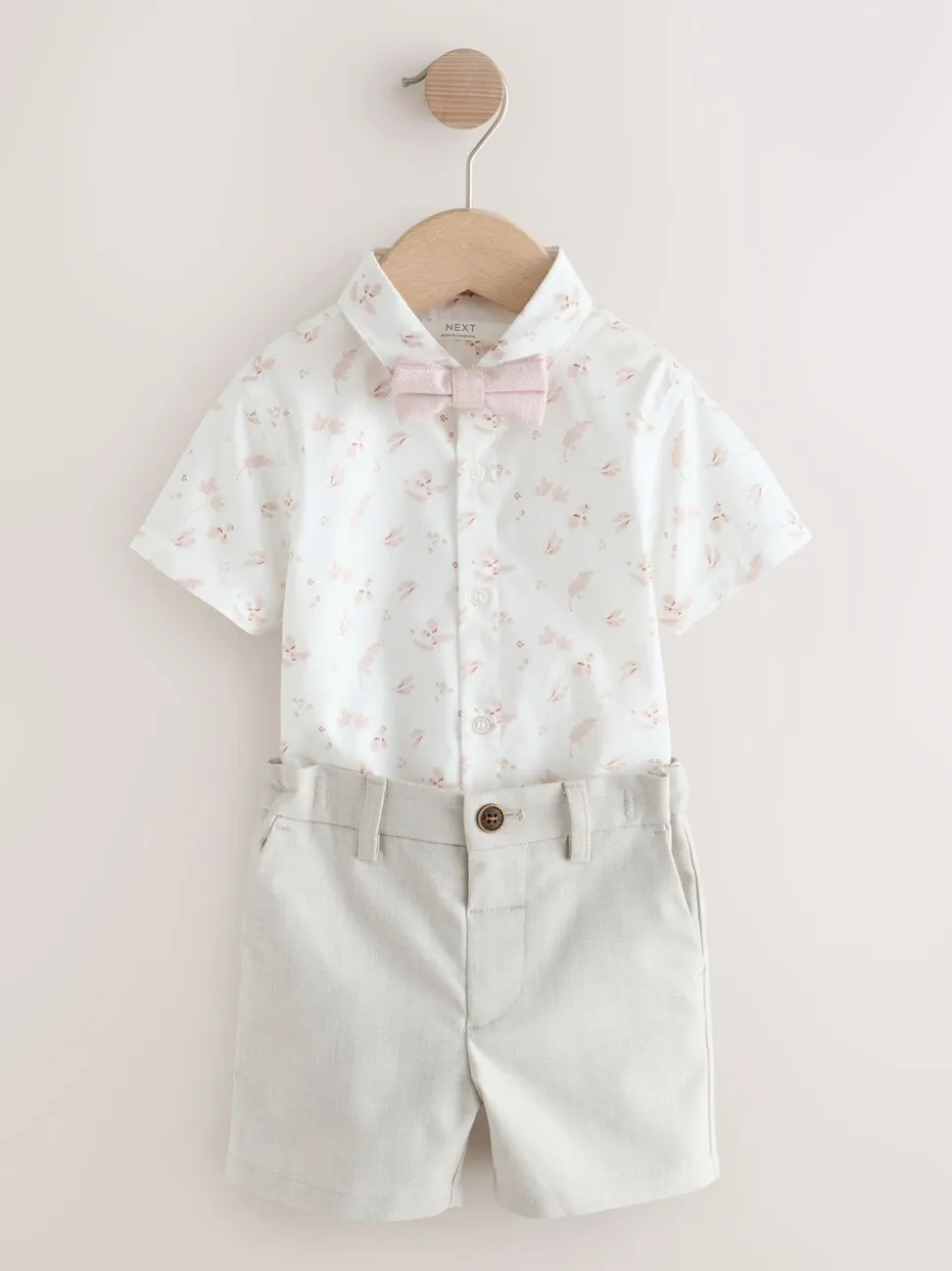 Roze - Set met gilet, overhemd, korte broek & stropdas (3mnd-9jr)