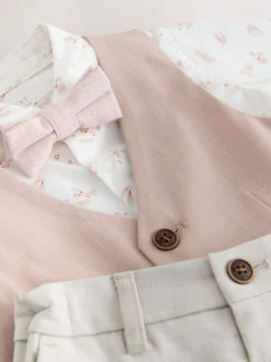 Roze - Set met gilet, overhemd, korte broek & stropdas (3mnd-9jr)