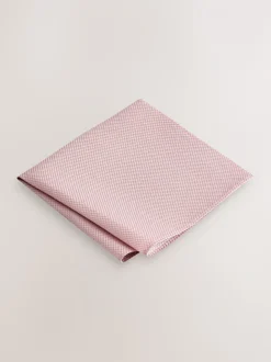 Roze - Set met textuurrijke stropdas en pochet