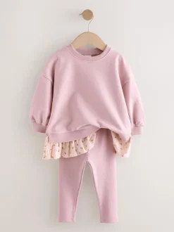 Roze - Set met top met lange mouwen en legging (3 mnd-7 jr)