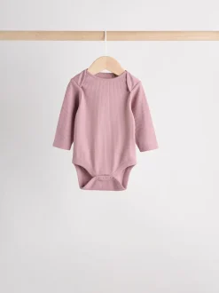 Roze - Set van 5 babyrompertjes met lange mouwen