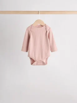 Roze - Set van 5 babyrompertjes met lange mouwen