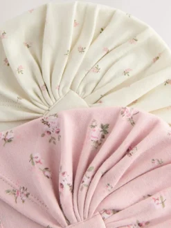 Roze - Set van 2 babyturbanen (0-18mnd)
