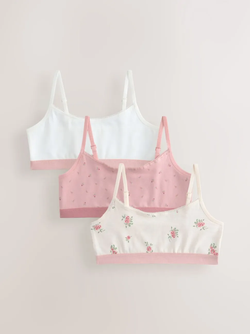 Roze - Set van 3 crop tops (5-16 jr)