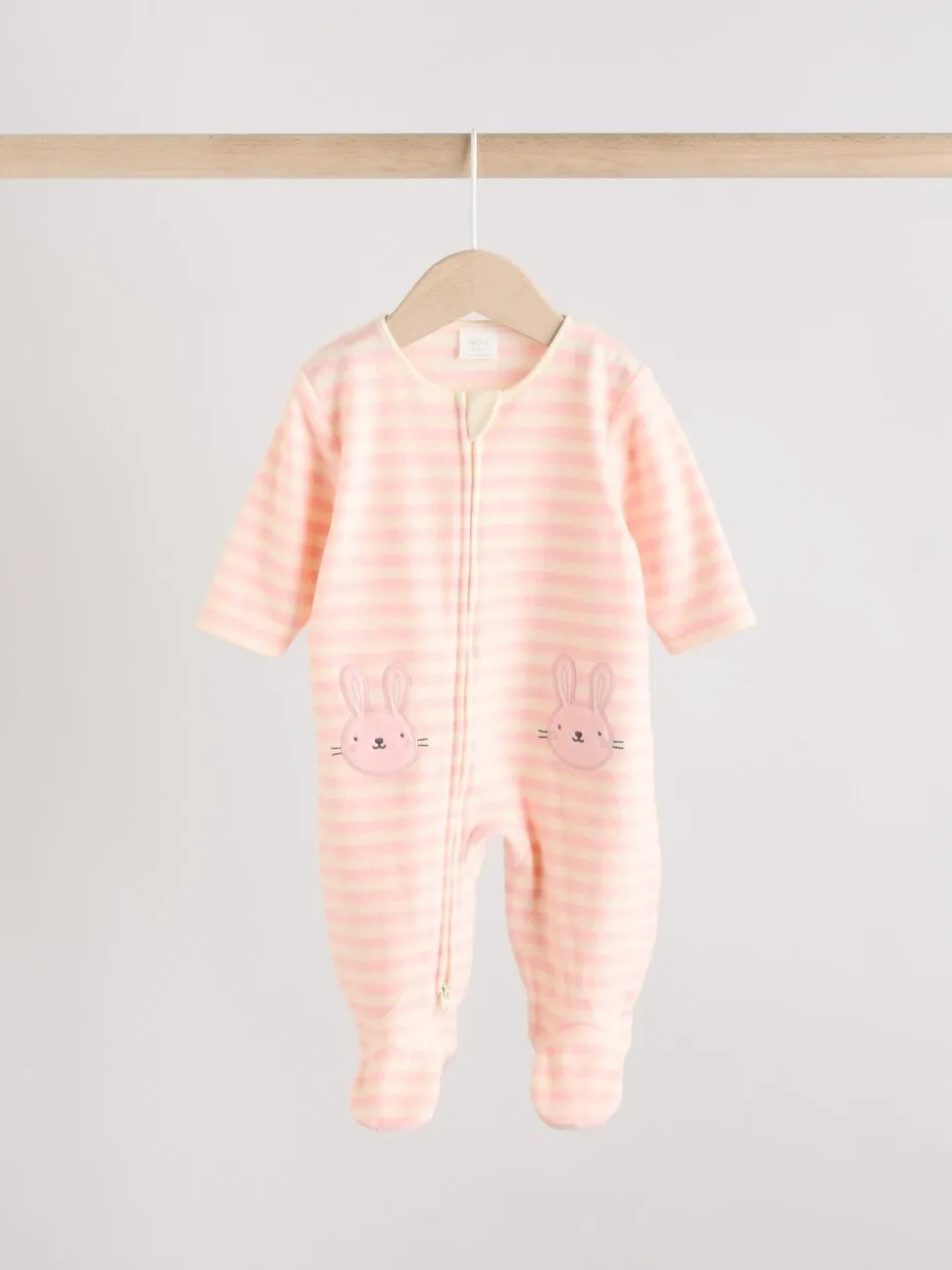 Roze - Set van 2 microfleece babypyjama's met tweewegrits