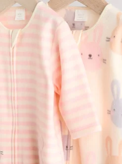 Roze - Set van 2 microfleece babypyjama's met tweewegrits