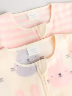 Roze - Set van 2 microfleece babypyjama's met tweewegrits
