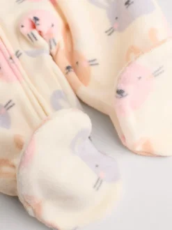 Roze - Set van 2 microfleece babypyjama's met tweewegrits