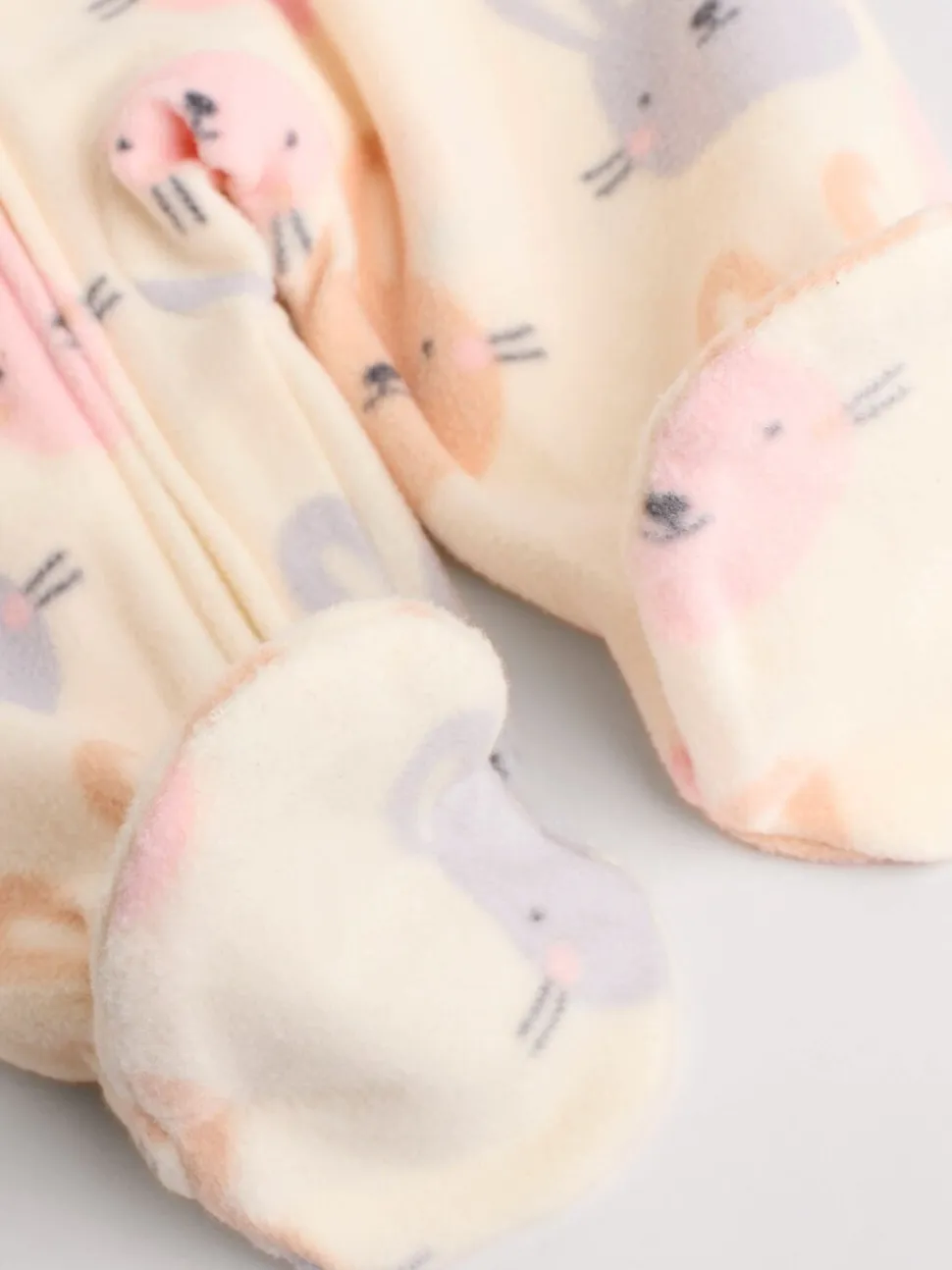 Roze - Set van 2 microfleece babypyjama's met tweewegrits