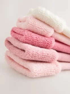 Roze - Set van 5 paar Baby Handdoeken Sokken (0mnd-2jr)