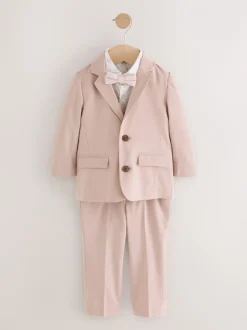 Roze - Set van blazer, overhemd, broek en vlinderstrik (3mnd -9jr)