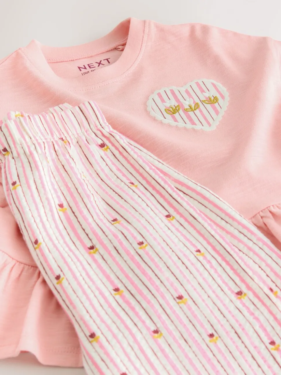 Roze - Short Sleeve Peplum T-Shirt and Wide Leg Trousers Set (3mths-7yrs)