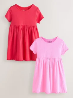 Roze - Short Sleeve Ribbed Dresses 2 Pack (3mths-7yrs)