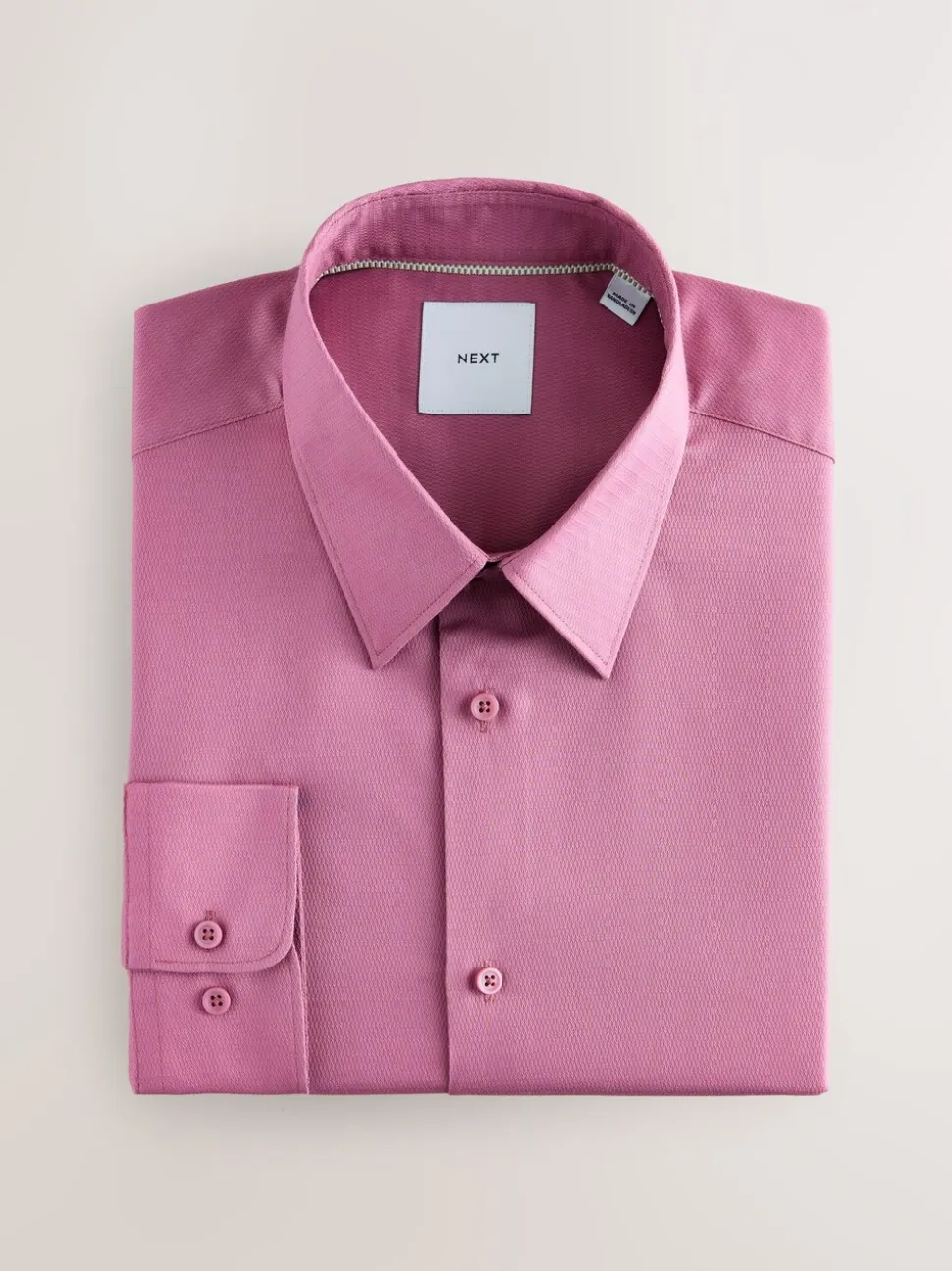 Roze - Slim Fit - Onderhoudsvriendelijk, getextureerd, slim fit overhemd met enkele manchet