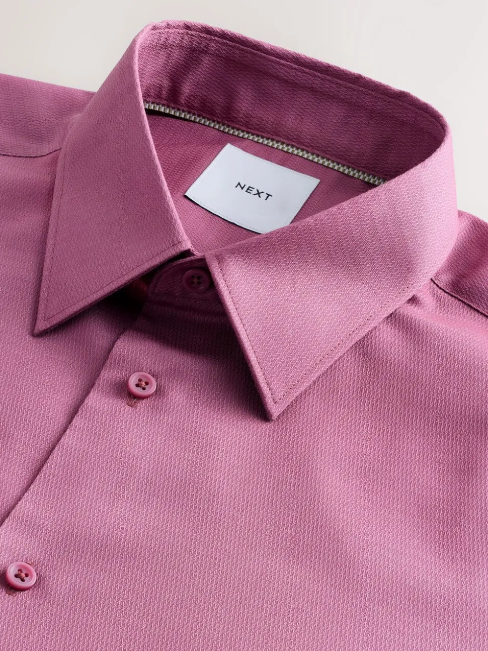 Roze - Slim Fit - Onderhoudsvriendelijk, getextureerd, slim fit overhemd met enkele manchet