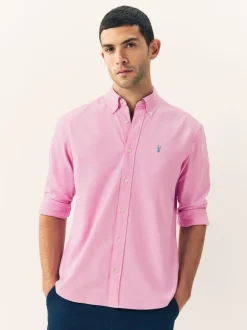 Roze - Slim Fit - Oxford-hemd met lange mouwen