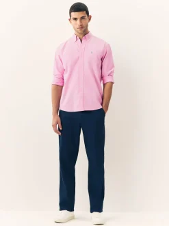 Roze - Slim Fit - Oxford-hemd met lange mouwen