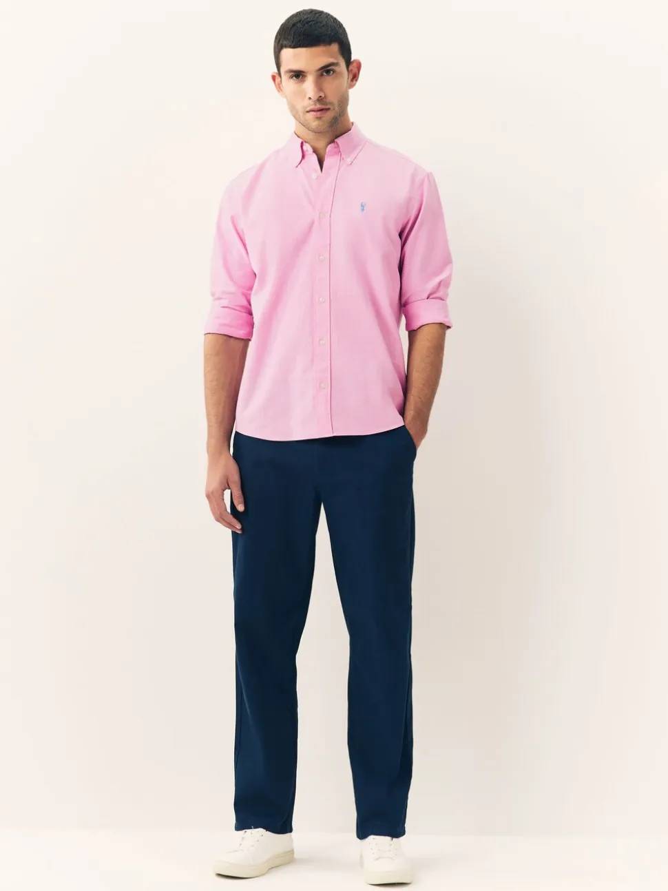 Roze - Slim Fit - Oxford-hemd met lange mouwen
