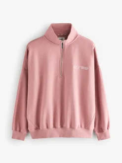 Roze - Sweatshirt met korte rits