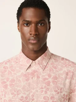 Roze - Textured Floral Print Short Sleeve Shirt