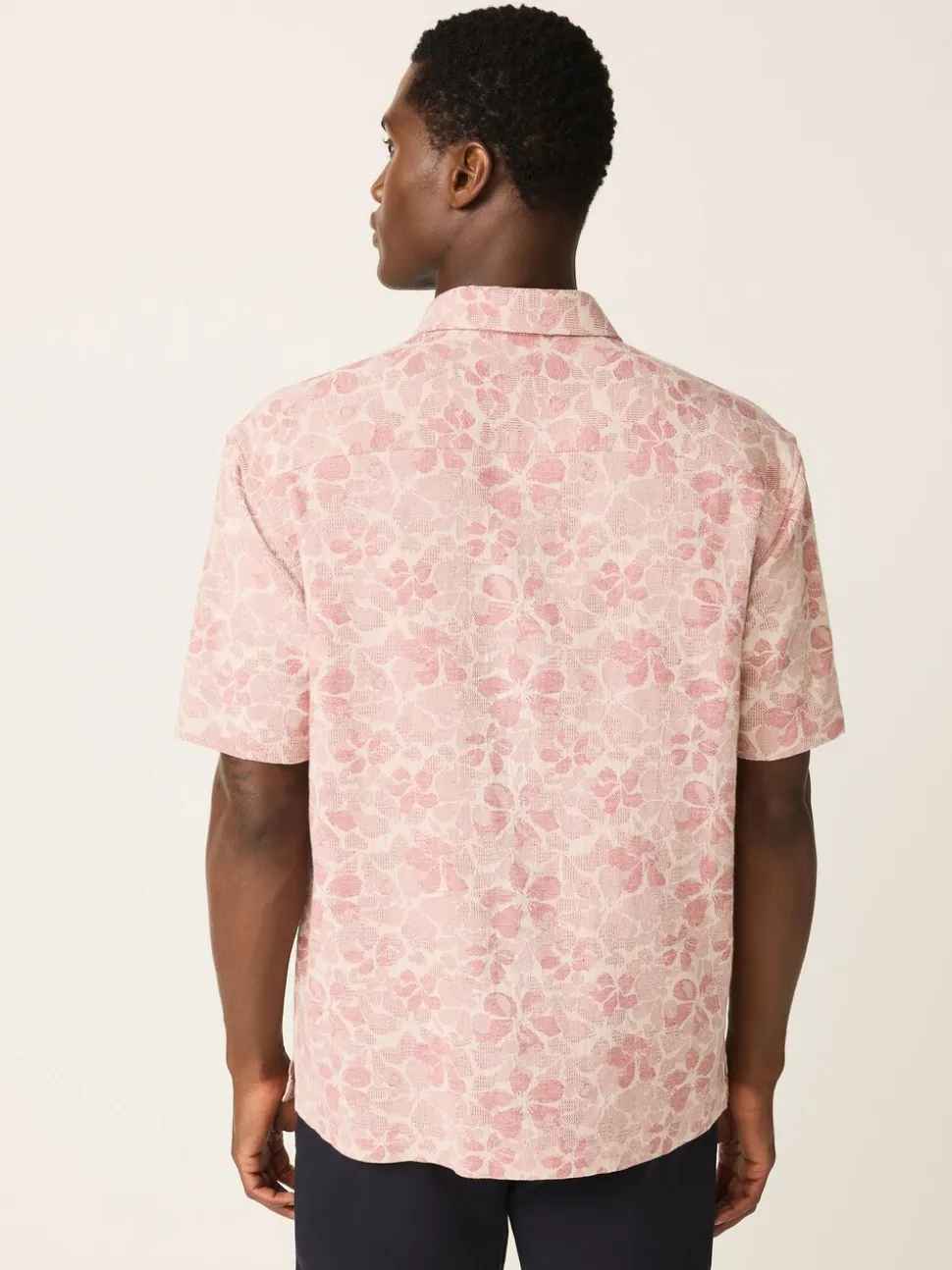 Roze - Textured Floral Print Short Sleeve Shirt