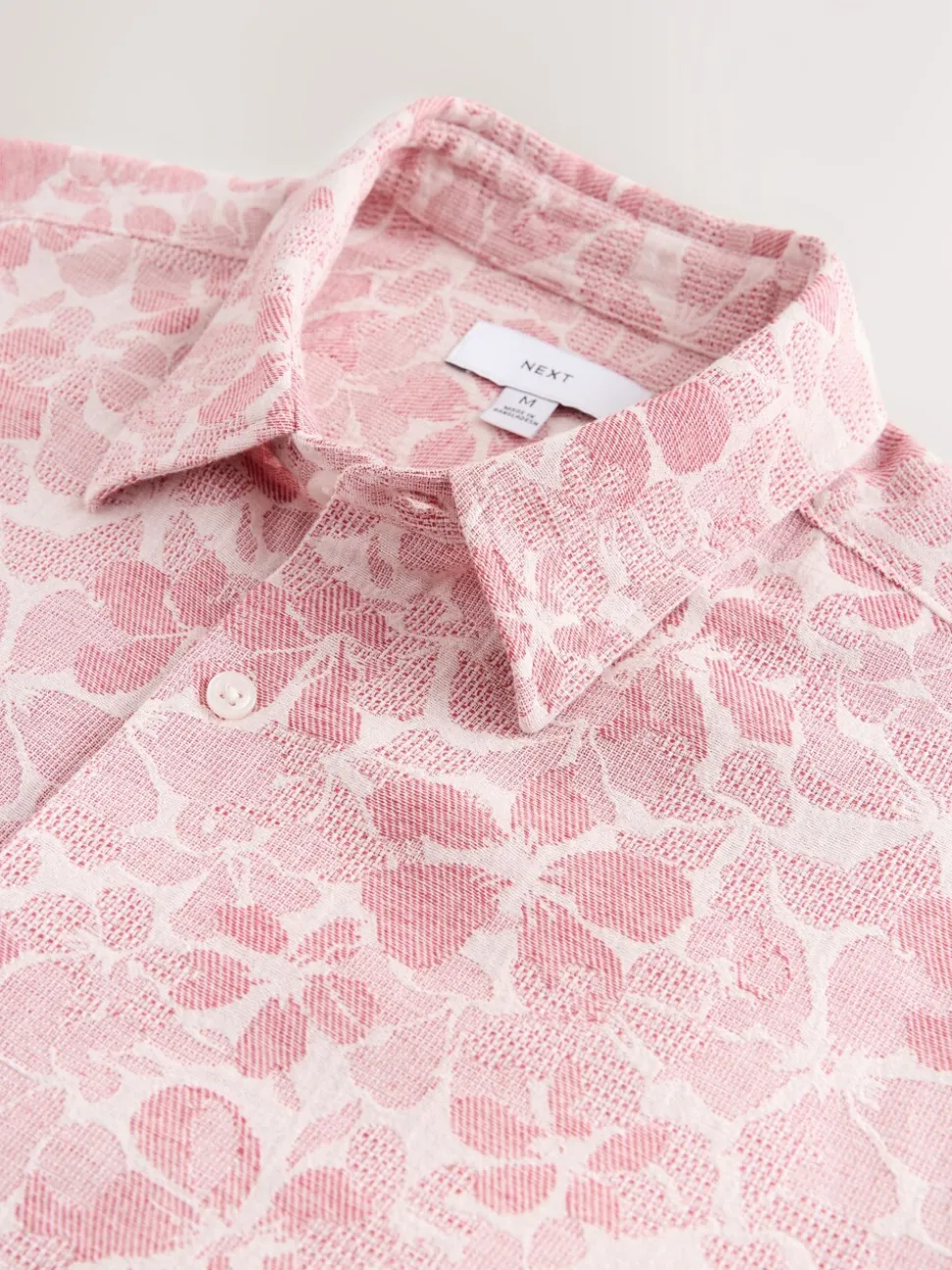 Roze - Textured Floral Print Short Sleeve Shirt