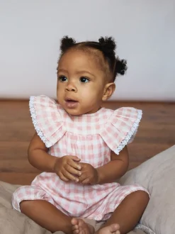 Roze - The Little Tailor Mousseline babyplaysuit van 100% katoen