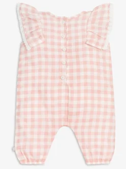 Roze - The Little Tailor Mousseline babyplaysuit van 100% katoen
