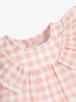 Roze - The Little Tailor Mousseline babyplaysuit van 100% katoen