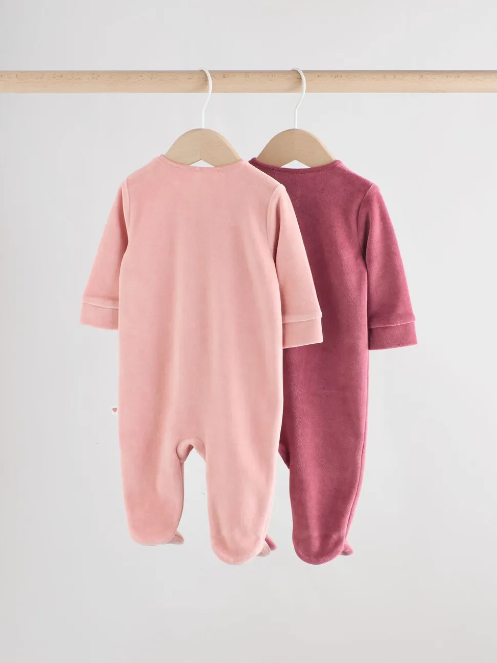 Roze - Velour Baby Sleepsuits 2 Pack (0mths-2yrs)