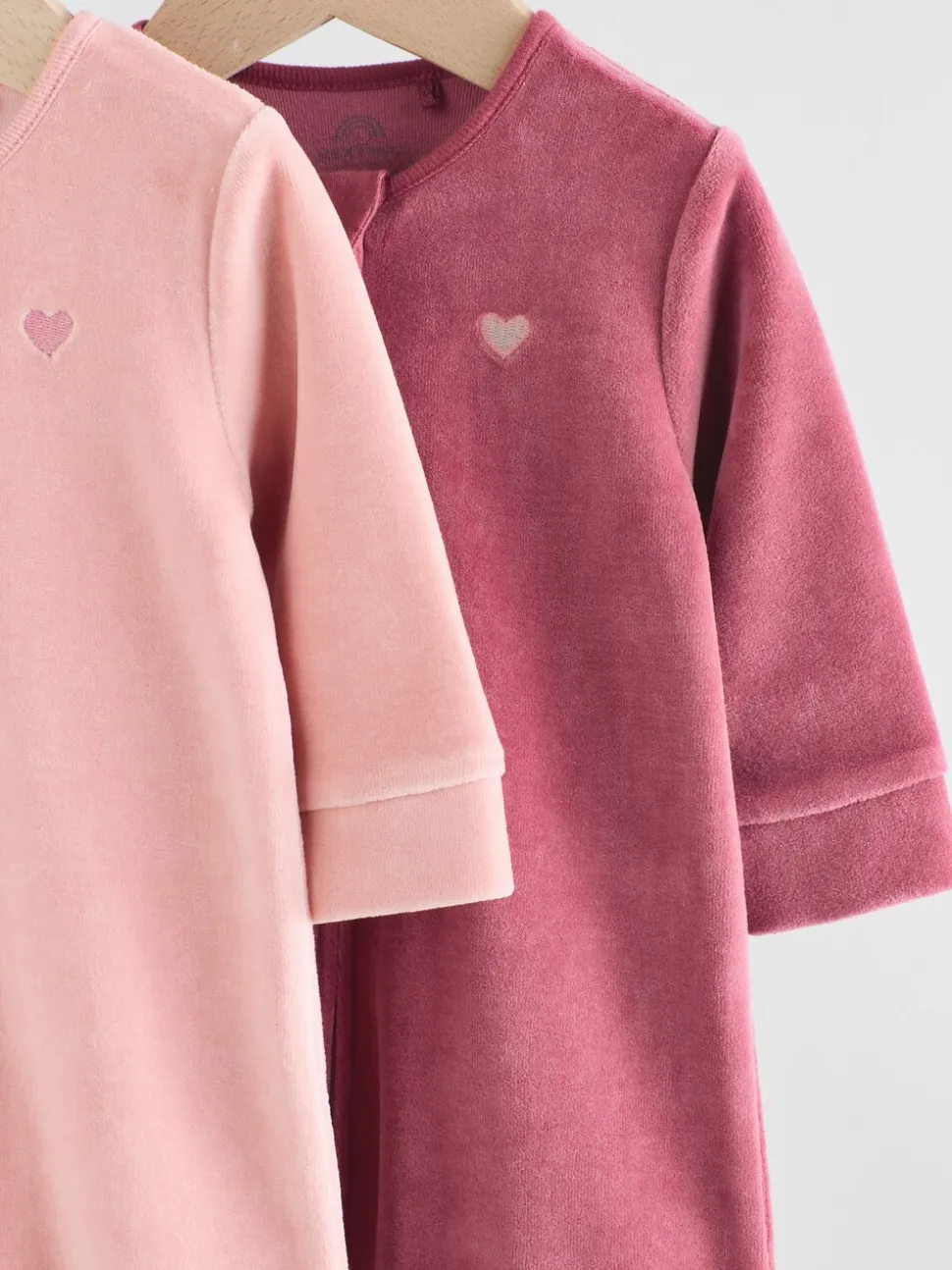 Roze - Velour Baby Sleepsuits 2 Pack (0mths-2yrs)