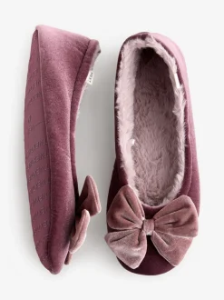 Roze - Velvet Ballet Bow Flat Slippers