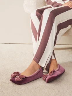 Roze - Velvet Ballet Bow Flat Slippers