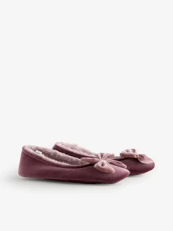Roze - Velvet Ballet Bow Flat Slippers