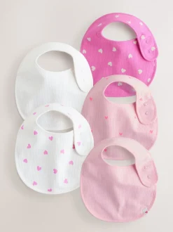 Roze - Verpakking met 5 babyslabbetjes
