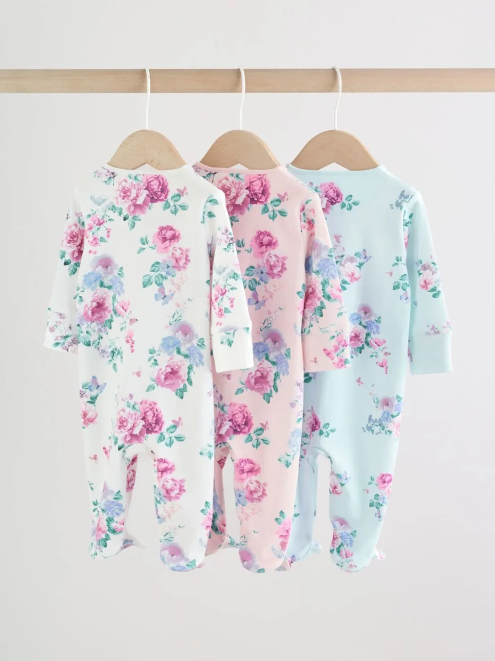 Roze - Verpakking van 3 babypyjama's met tweewegrits (0-2 jr)