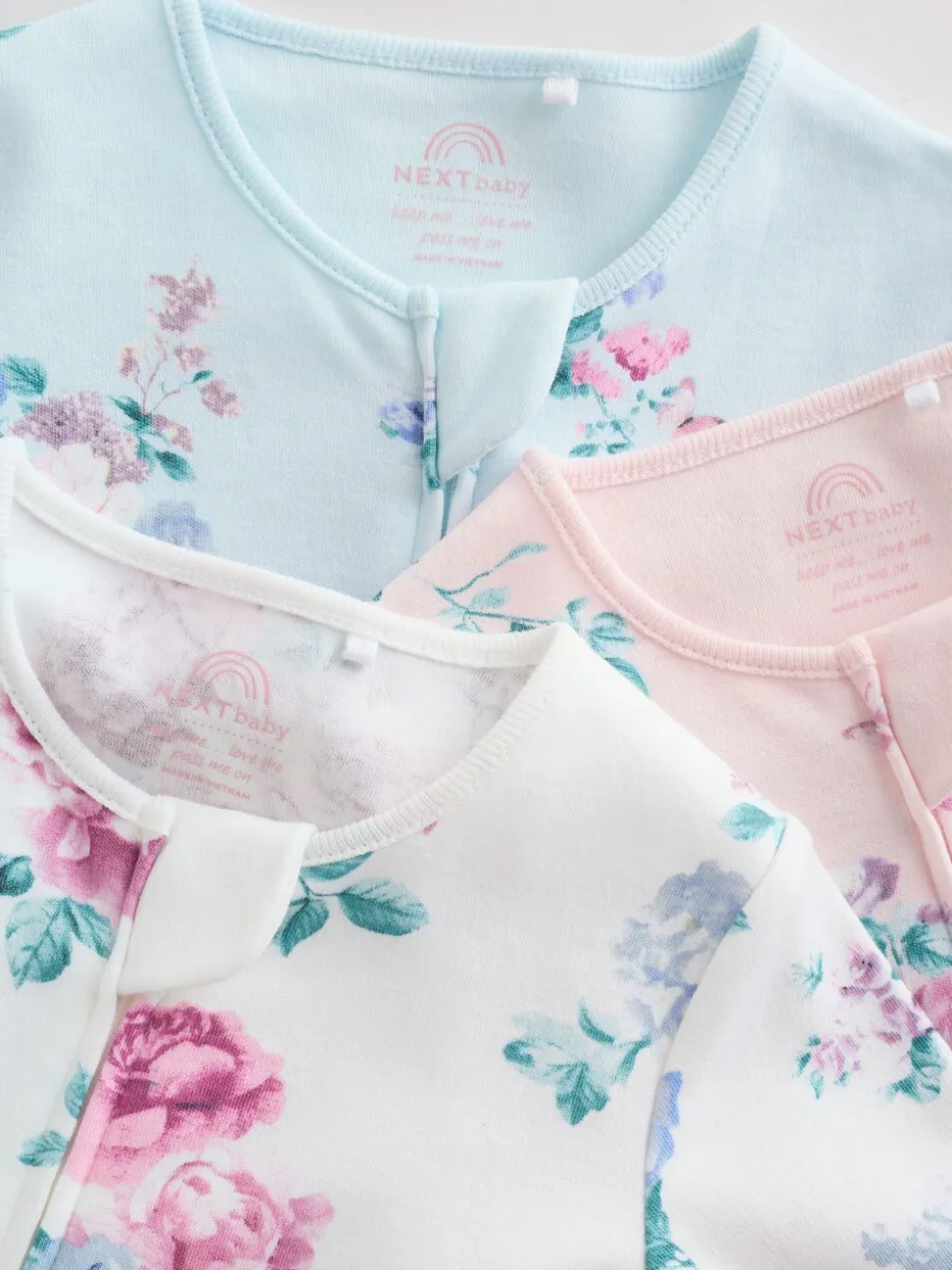 Roze - Verpakking van 3 babypyjama's met tweewegrits (0-2 jr)