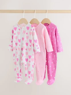 Roze - Verpakking van 3 babypyjama's met tweewegrits (0-2jr)