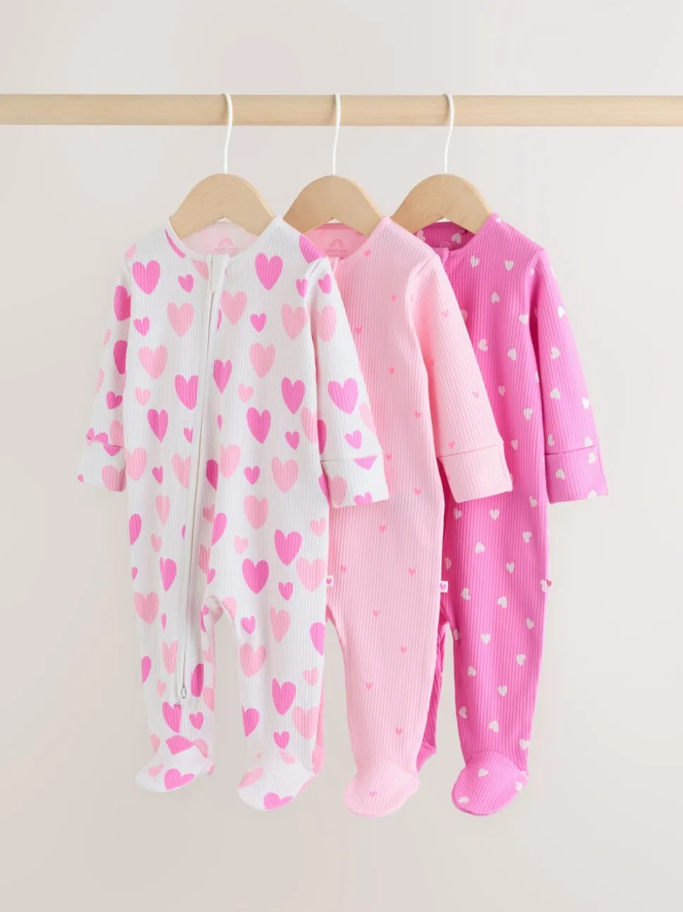 Roze - Verpakking van 3 babypyjama's met tweewegrits (0-2jr)
