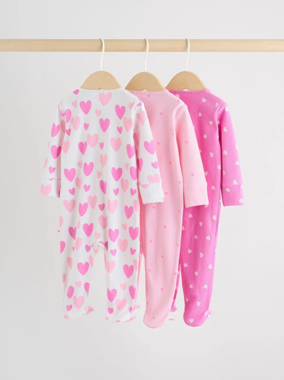 Roze - Verpakking van 3 babypyjama's met tweewegrits (0-2jr)