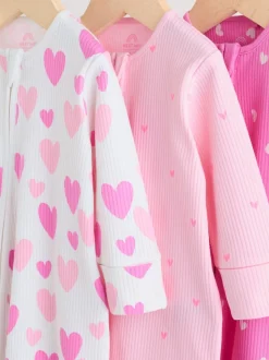 Roze - Verpakking van 3 babypyjama's met tweewegrits (0-2jr)