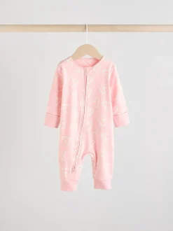 Roze - Verpakking van 4 Baby pyjama's met tweewegrits en Print (0mnd -3jr)